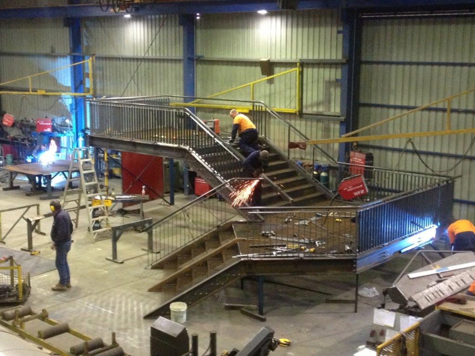 Commercial stairs and walkways being fabricated